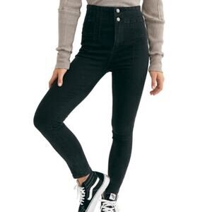 Free People We The Free Jayde High Waisted Seamed Jeans In Black Size 29